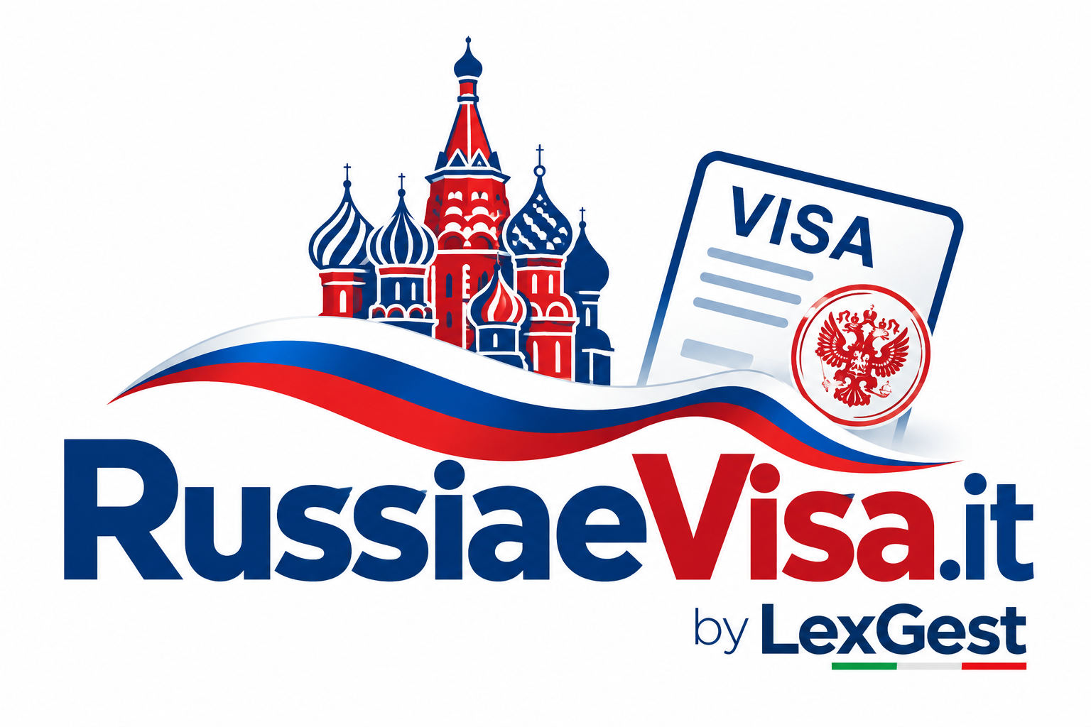 RussiaeVisa.it by LexGest, logo con cupole russe e visto